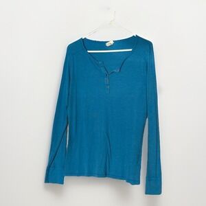 Mossimo Ribbed Henley Long Sleeve Top XXL Y2K Mallcore Bella Swan Basic Layering